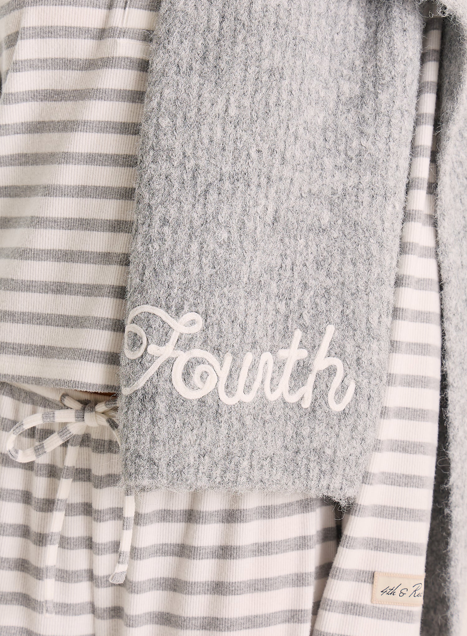Grey Script Logo Knit Scarf